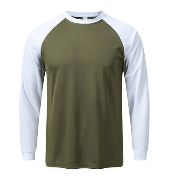Men's Fashion Color Block Long Sleeve Athletic T-Shirt Breathable Workout Top for Active Comfort Fit Men's Loose Fit Casual Fashion Shirt