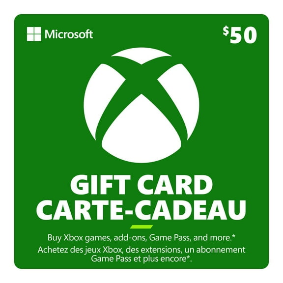 Carte-cadeau Xbox de 50 $ (Code numérique)