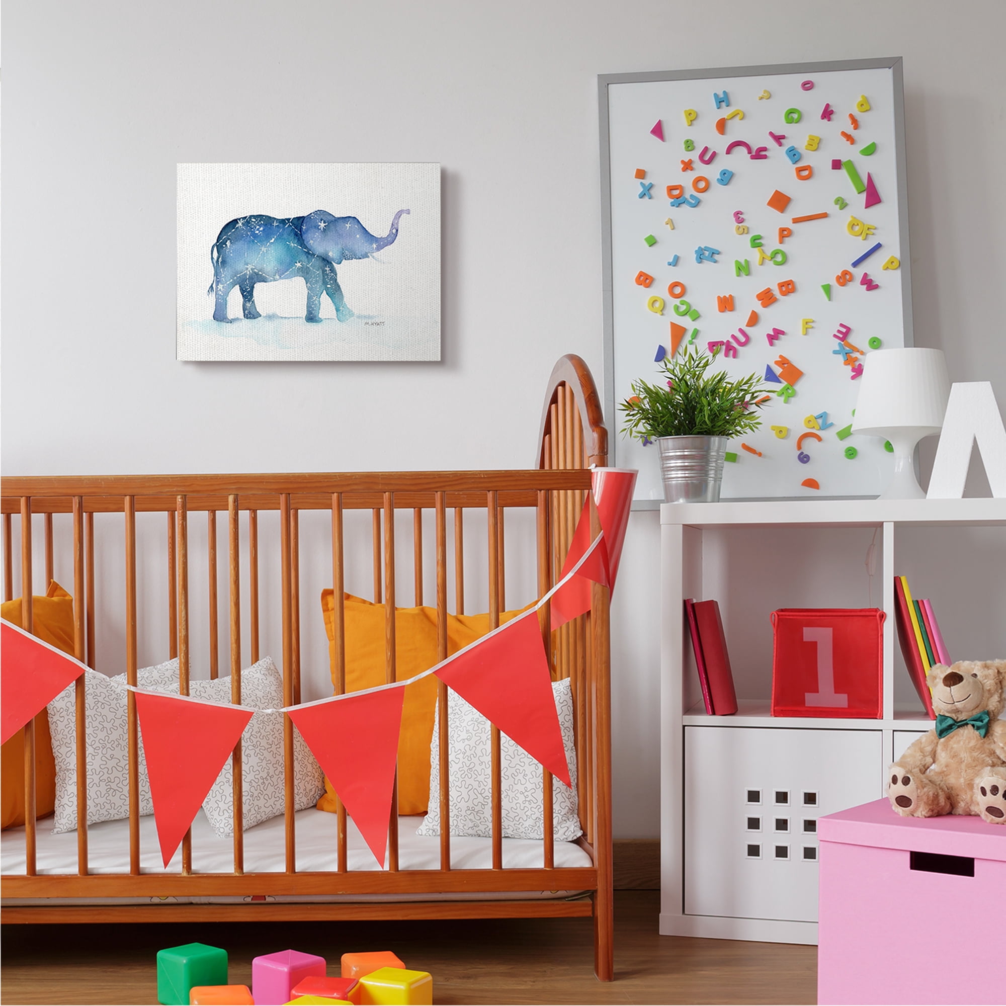 Stupell Industries Elephant March with Abstract Night Sky Constellation Canvas Wall Art, 16 x 20, Design by Melissa Hyatt LLC