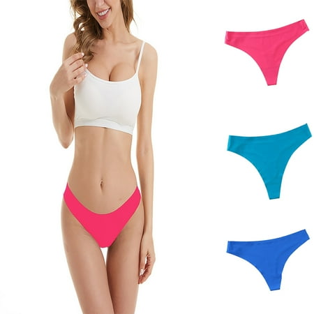 

Tosmy Womens Underwear 3-Pack Women s Solid Color Casual Seamless Silk Thong Comfortable Seamless Ultra Thin Low Waisted Underwear Panties For Women