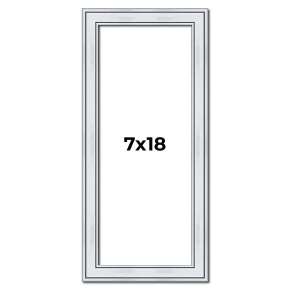 7x18 Frame Sterling Silver Solid Wood Picture Frame | 1.25 Inch Moulding Width | 0.75 Inch Interior