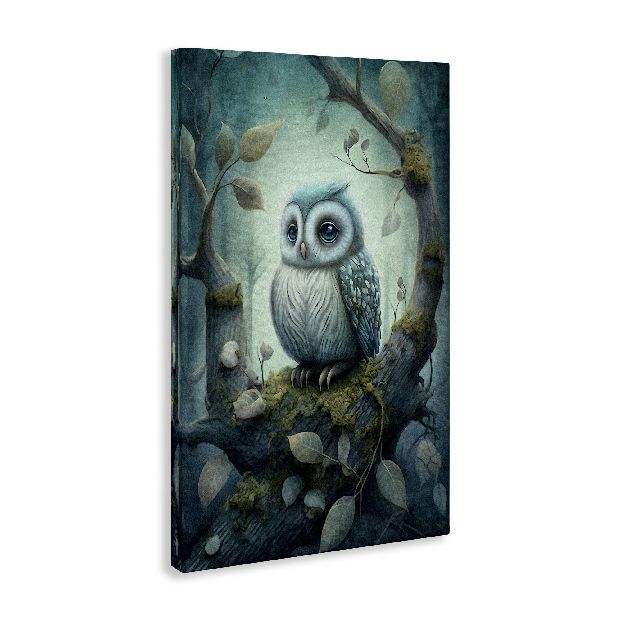 Stupell Industries Calm Mystic Owl Landscape Painting Gallery Wrapped Canvas Art Print Wall Art, 16 x 24