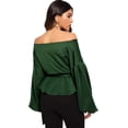 thumbnail image 2 of Blusa cruzada con cuello en V, manga larga y volantes para mujer, 2 of 4