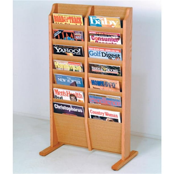 Wooden Mallet MR14FSLO Cascade Free Standing 14 Pocket Magazine Rack