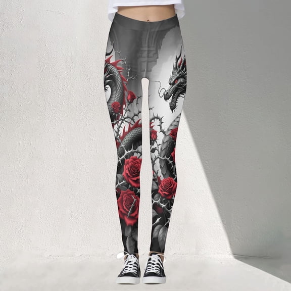 Yoga Pants Women High Waist Dragon Printed Seamless Yoga Pants Stretch Lifting Breathable Workout Tights Leggings Women