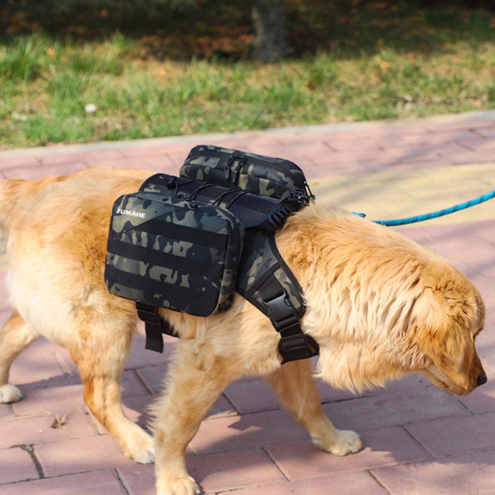 Jaucin Outdoor Dog Hiking Backpack Large Dog Hiking Backpack 2 in 1 Dog Saddle Bag Adjustable Straps Large Capacity Breathable and Waterproof Fabric