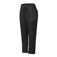 thumbnail image 2 of GZWYHT ，High Waisted Baggy Pants Elastic Waist Beach Trousers With Pockets Casual Straight Leg Capri Pants Comfy Straight Leg Trousers，Black L, 2 of 6