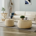 thumbnail image 2 of Aukfa 2pc Round Storage Ottoman, Woven Rattan Pouf Foot Rest Stools, Coffee End Table for Living Room, Bedroom, Dorm, Beige, 2 of 8