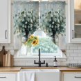 thumbnail image 4 of Spring Eucalyptus Kitchen Window Curtains, Swag Curtains Valance for Bedroom Living Room Bathroom, Pastoral Botanical Leaf Retro Rustic Rod Pocket Window Curtain Block Drapes 2 Panels 28"x36", 4 of 9