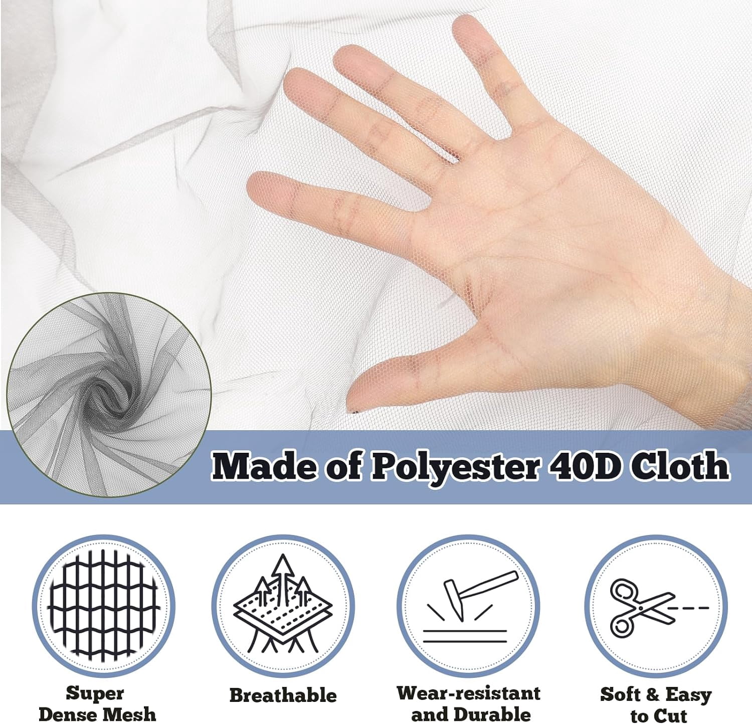 39 x 10 Ft Mosquito Netting for Garden Patio, Breathable Mesh Net for Bird and Insect Protection, Plant Cover for Vegetables, Fruits and Flowers, 3x12m Gray