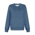 thumbnail image 5 of Liuinsasek Womens V Neck Fall/Winter Solid-Color Sweatshirts Casual Fashion Loose Fit with Pockets Sweatshirts Long Sleeve Pullover, 5 of 6