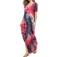 thumbnail image 1 of Vestido maxi casual para mujer con escote en V y teñido anudado con bolsillos, talla M, 1 of 4