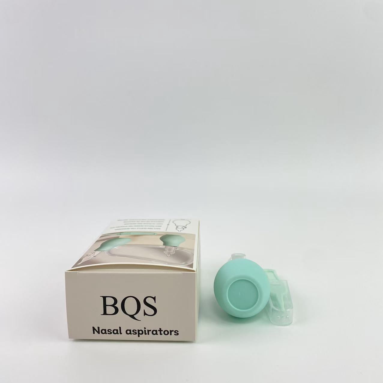 BQS Nasal aspirators,Baby Nasal Aspirator – Manual Baby Nose Cleaner with Soft Silicone Tip, Anti-Backflow, Includes Cleaning Tweezers & Portable Case (Green, One Size)