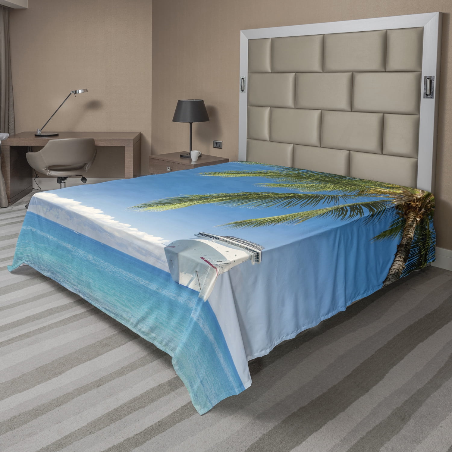 Ambesonne Ocean Theme Flat Sheet Top Sheet Decorative Bedding 6 Sizes 