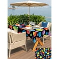 thumbnail image 5 of Outdoor Tablecloth with Umbrella Hole for Patio/Picnic/Party/Camping, Colorful Polka Dot Waterproof Table Cloth Rectangle Table Cover Washable, Cartoon Watercolor Graffiti Black (54"x 80"), 5 of 8