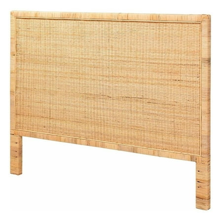 Pemberly Row Modern Rattan & Wood King Size Headboard in Brown
