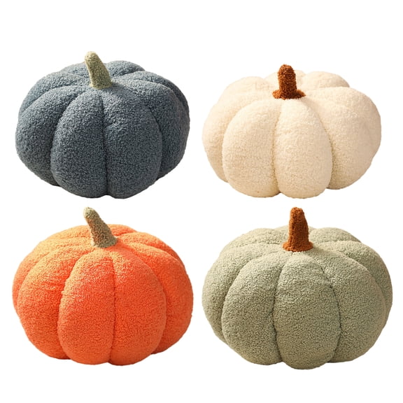 Qocolcyl Simulated Pumpkin Plush Pillow 7.9 x 9.5 Inch 3D Cushion Fall Decorations Stuffed Throw Pillows Toy for Fall Halloween Thanksgiving Bedroom Sofa Couch Supplies (Blue)