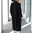 thumbnail image 4 of XFLWAM Trench Coats for Women Oversized Lapel Double Breasted Pea Coat Winter Wool Blend Jacket Trench Coat Long Coat Black L, 4 of 9