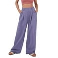 thumbnail image 1 of Pantalones de Traje Anchos para Mujer, Holgados, de Cintura Alta Elástica, Informales, Largos, Color Orquídea L, 1 of 7