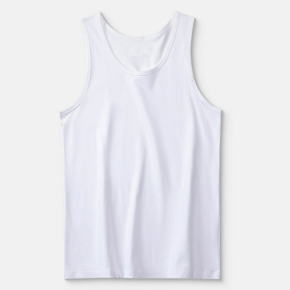 Nmnitkp Tank Tops Men,Sleeveless Shirts for Men Cotton Summer Plain Gym Workout Tank Tops Crewneck Solid Loose Fit Hippie Tanks White,2XL