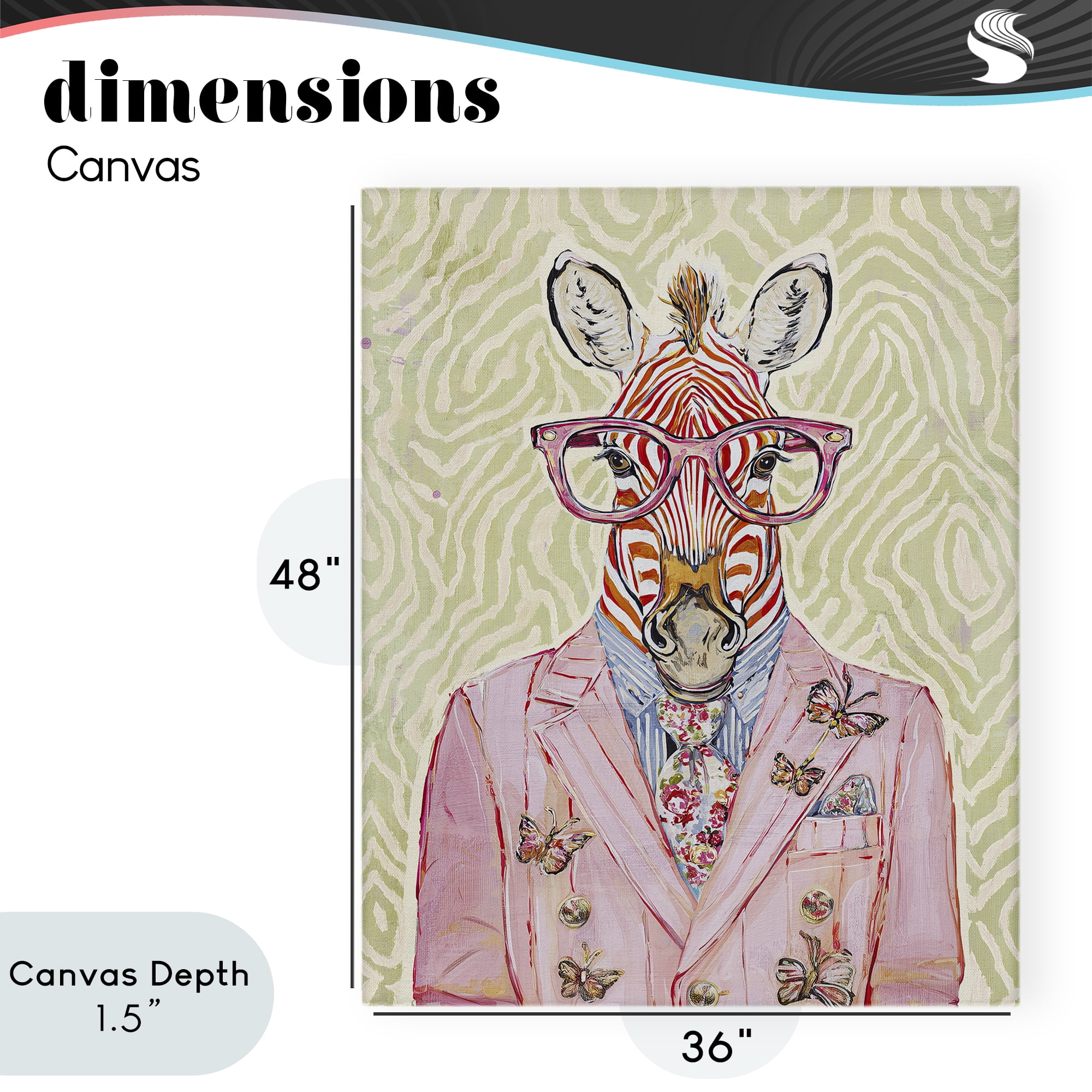 Stupell Industries Pink Zebra over Green Canvas Wall Art, design by Svetlana Aleynikova