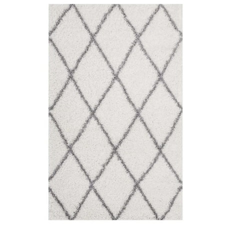 5x8 Rug Mat - Modway Toryn Diamond Lattice 5x8 Shag Area Rug in Ivory and Gray