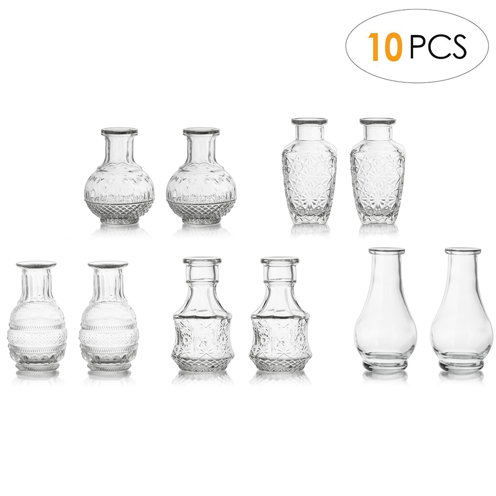 Nuptio Glass Vase for Table Centerpieces Cheap Bulk Flower Bud Vases Set of 10 Clear Vase for Mothers' Gift - image 4 of 10