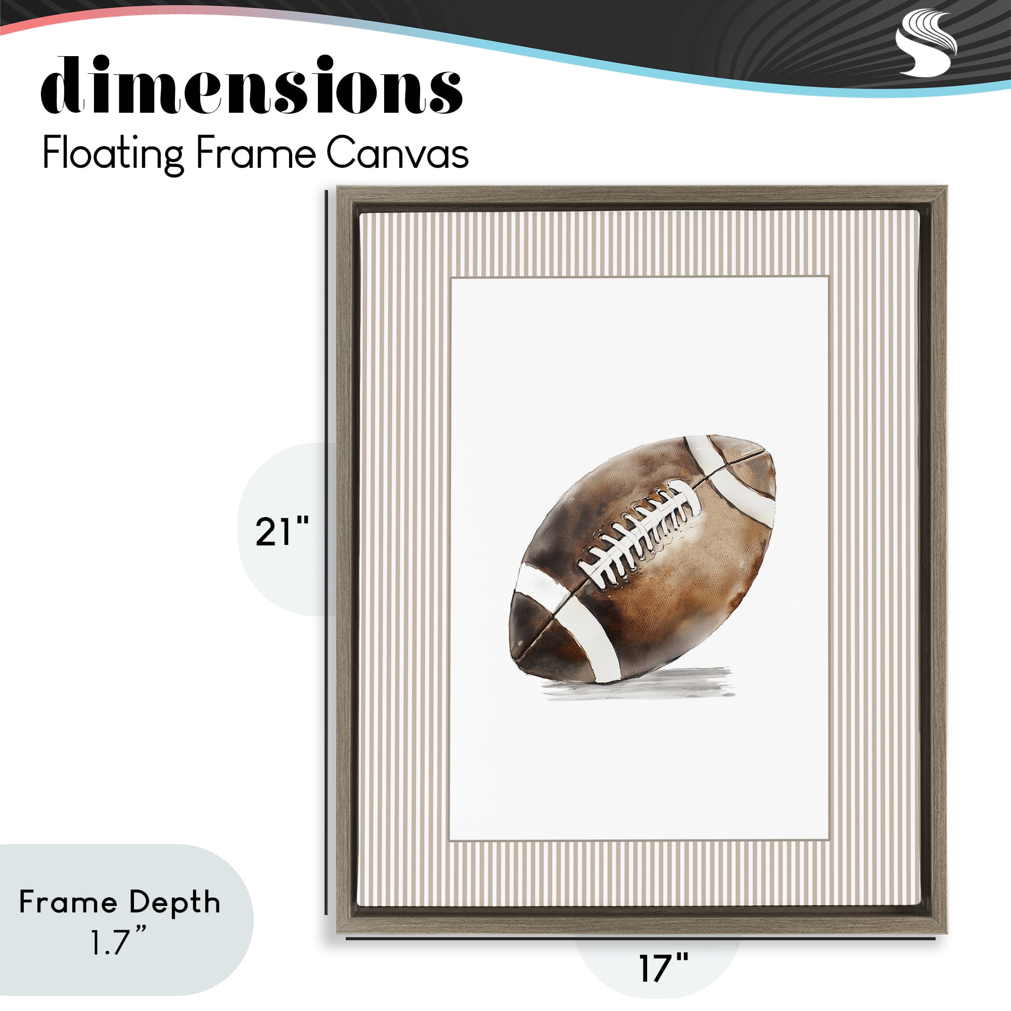 Stupell Industries Vintage Sports Football Brown Framed Floater Canvas Wall Art, design by Christine Simpson Art