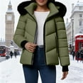 thumbnail image 2 of Zedker Women's Winter Coat Lightweight Puffer Jacket Winter Clothing For Women with Removable Hood Green L, 2 of 7
