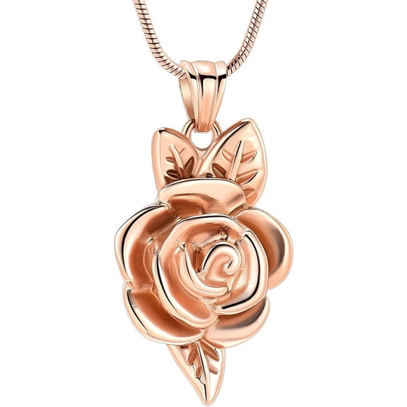 Rose Cremation Urn Jewelry for Ashes - Rose Flower Memorial Keepsake Ring Bracelet Necklace Gift for Women, Bereavement Gift for A Loss of The Loved One Cremation Urn Pendant