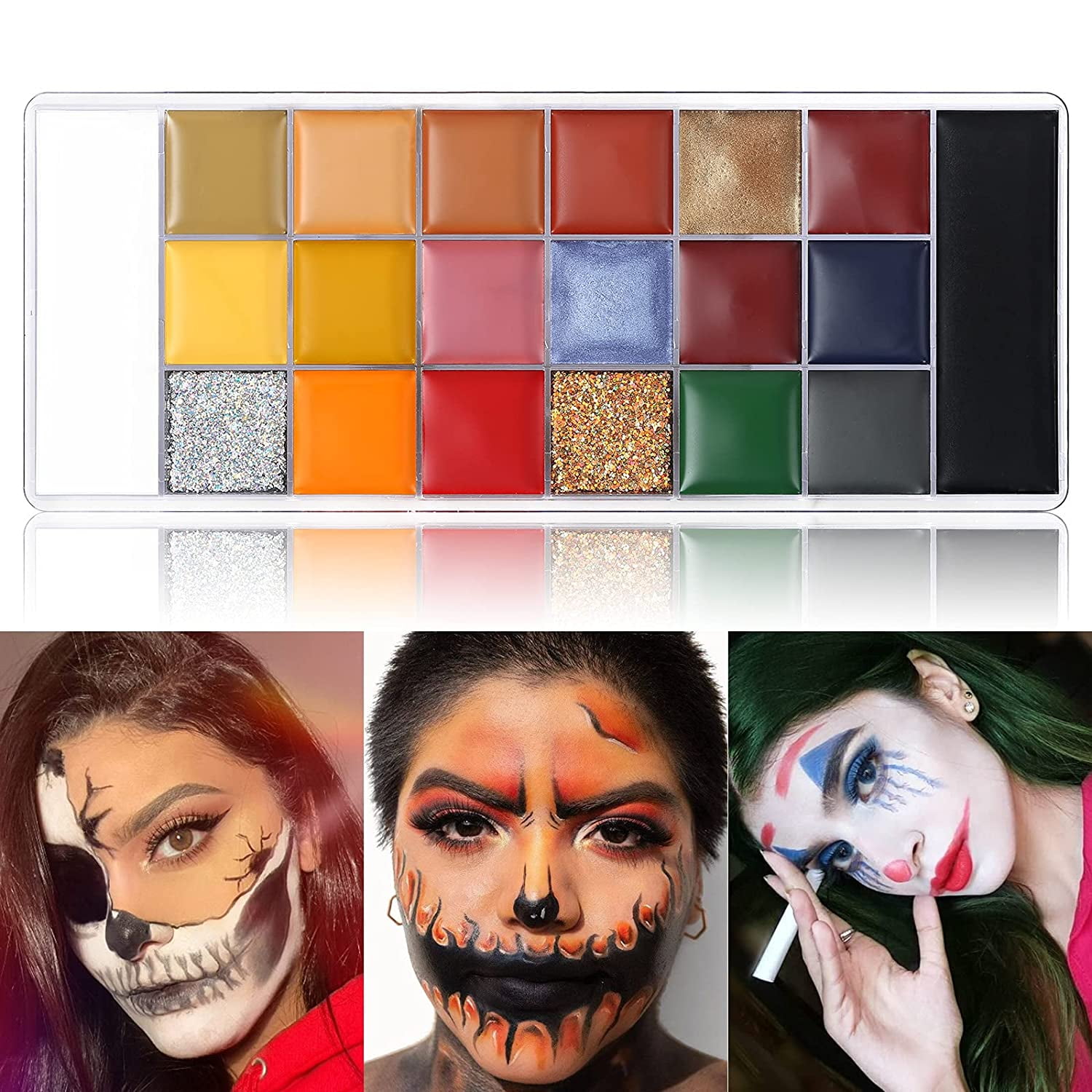 Tachiuwa Face Body Paint, Paint Palette Costume Supplies, Face Paint  Pigment Face Painting Palette for Halloween Festival Fancy Dress