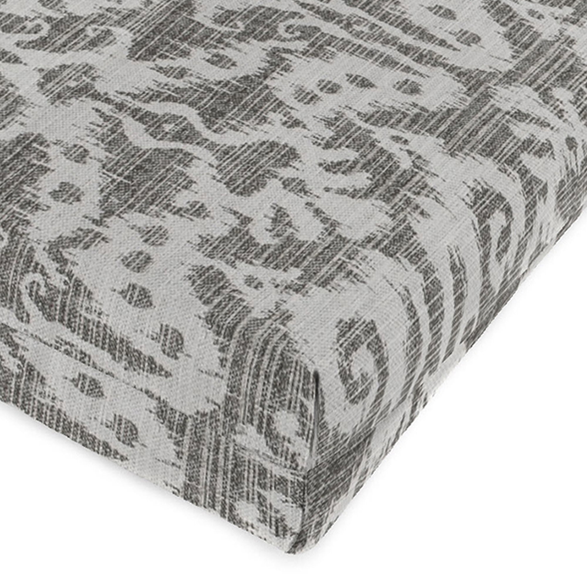 Jordan Manufacturing 44" x 22" Jeness Pewter Gray Damask Rectangular Outdoor Chair Cushion with Ties and Hanger Loop (2 Pack)
