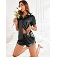thumbnail image 3 of Ekouaer Pajama Sets for Women 2 Piece Satin Silk Button Down Pj Set Short Sleeve Sleepwear for Summer, 3 of 6