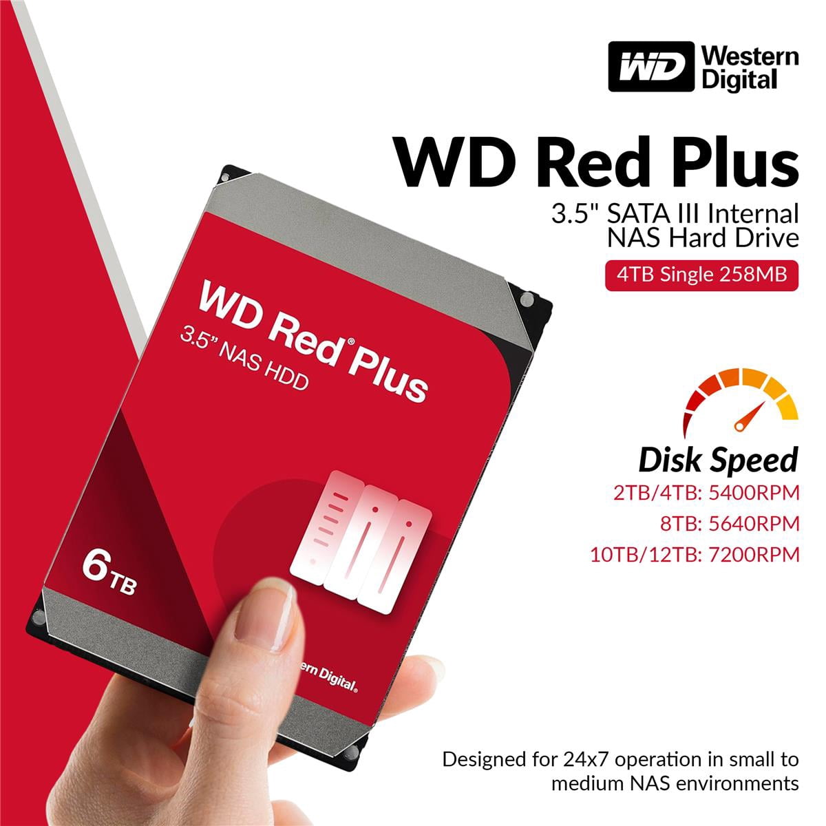 WD 2x Red Plus 6TB 3.5" SATA III Internal NAS Hard Drive