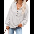 thumbnail image 2 of Sudadera con Capucha y Botones para Mujer, con Cuello en V, Larga y Cordón Ajustable. Camisetas Henley. S, 2 of 8