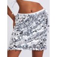 thumbnail image 5 of Michellecmm  Women's Sequin Mini Skirt Glitter Skirt Belly Dance Skirt Clubwear, 5 of 9