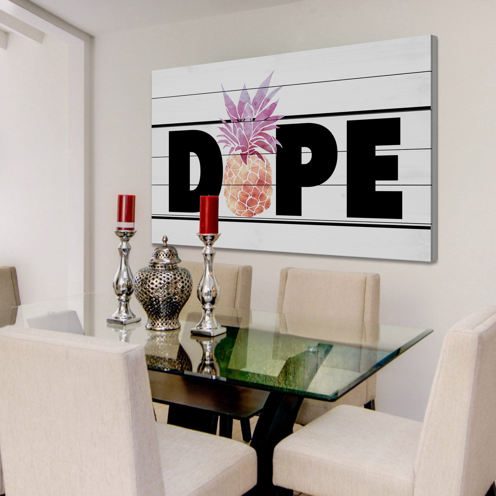 Marmont Hill "Dope Pineapple" by Diana Alcala Painting Print on White Wood