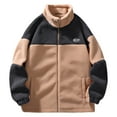 thumbnail image 1 of VBARHMQRT Flannel Jacket Male Patchwork Jacket Outerwear Teddy with Stand up Collar Winter Jacket Sweat Jacket with Zip L, 1 of 4
