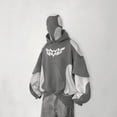 thumbnail image 2 of Y2K moda Hip Hop gris costura bordado suéter con capucha suelta Casual Sudadera con capucha gótico calle Retro ropa de mujer, 2 of 5