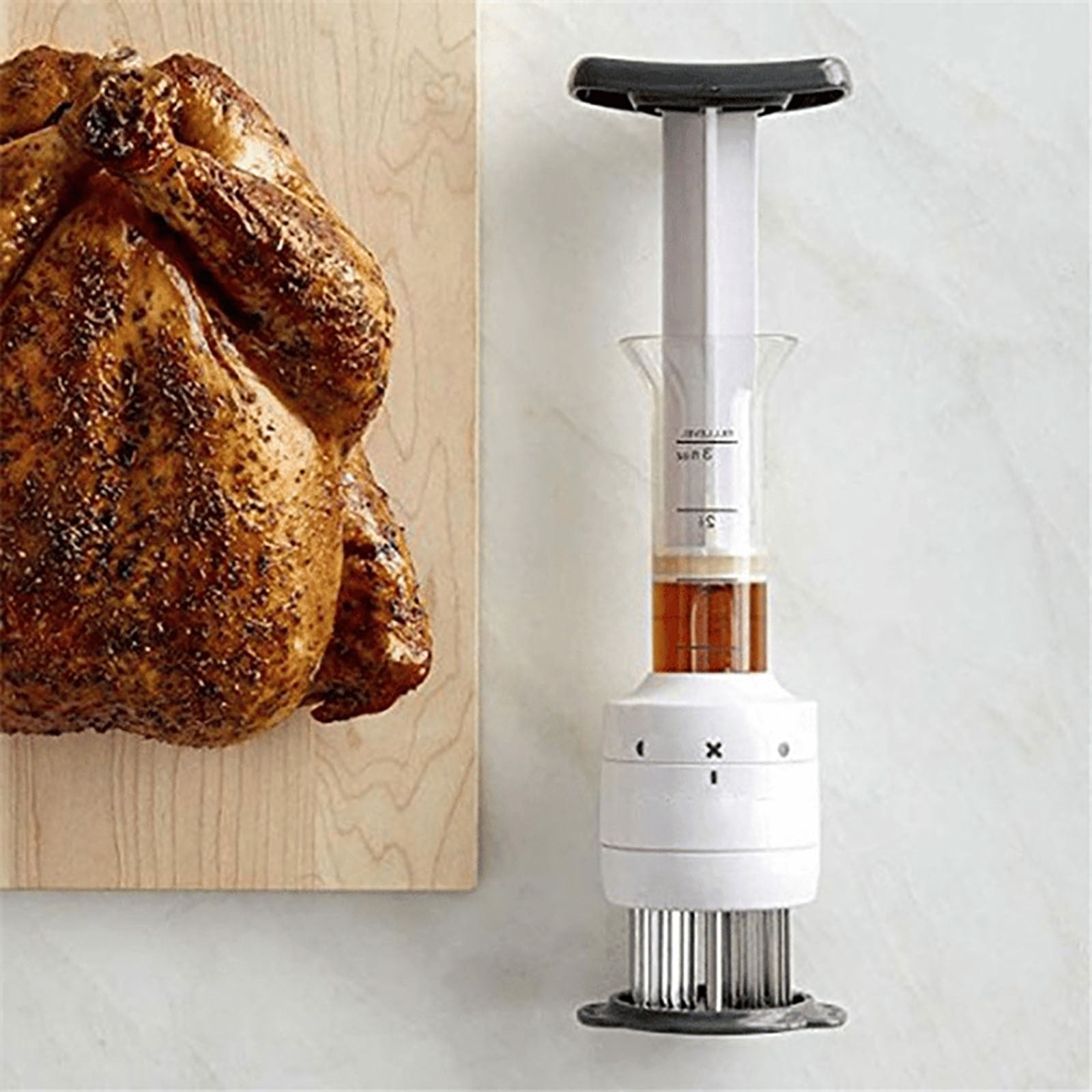 cpengpj 2-in-1 Stainless steel Marinade Meat Injector, Marinade Tenderizer Injector Needle Flavor Syringe Cooking Meat Poultry Turkey Chicken BBQ