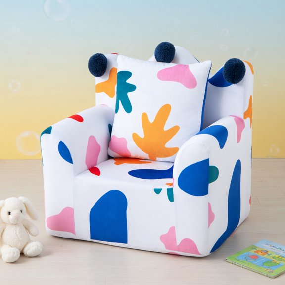 Yardi Yard High-density Padding Kids Sofa with Armrest and Extra Pilow-Multicolor, Toddler Chair for Kids