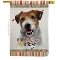 Breeze Decor H110137-BO 28 x 40 in. Dog Parson Russell Terrier Happiness Double-Sided Decorative Vertical House Flag