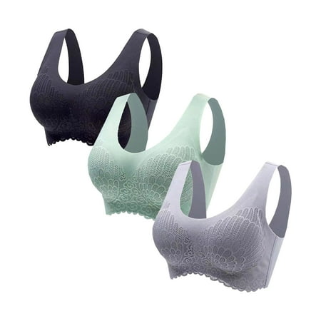 Munlar 3-Pack Sports Bras for Women Plus Size Wireless High Impact Support Nursing Sports Bra Bounce Control Multicolor Padded Sports Bras XXL