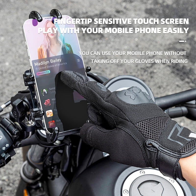 Men's Motorcycle Gloves, 3D Palme, Anti-fall Protect Finger Joints,Two-finger Touch Screen for Motorbike Racing Cycling Motocross Mountain Gloves M-XXL
