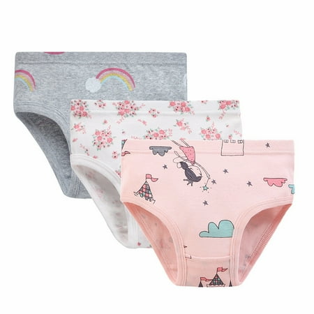 gdxvjhbj Underwear Girls Cute Little Girls  Soft Underwear Kids Cool Breathable Comfort Panty Briefs Toddler Undies (Grey 5-6 Years)