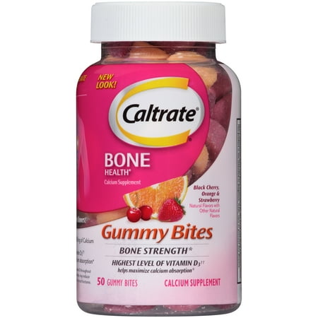 Kids Calcium - Caltrate Calcium Gummy Bites, Multi-Flavored, 50 Ct