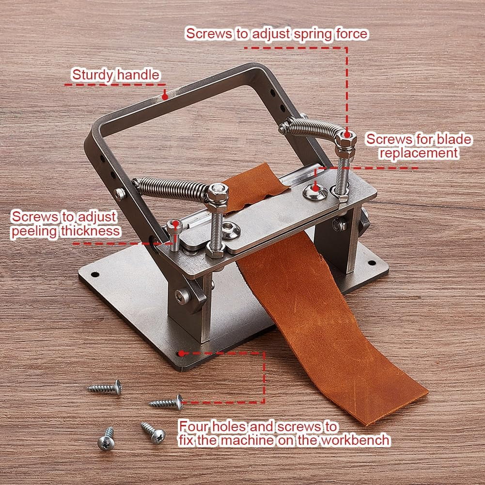 Manual Leather Peeling Machine Stainless Steel Leather Peeling Skiving Machine with 10pcs Blades Leather Peel Working Tools Manual Leather Splitter