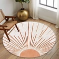 thumbnail image 3 of Orange Sunshine Large Area Rugs for Bedroom Living Room, Soft Non Slip Carpet Bedside Rug, Lines Retro Abstract Middle Century Round Floor Cover Kitchen Accent Rug 8' for Dining Room/Office, 3 of 9