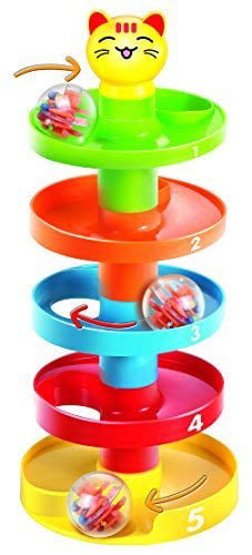 5 Layers 5 Balls Colcolo Ball Drop and Roll Swirling Tower Fine Motor Skills Learning Stack Drop and Go Ball Ramp Toy for Development Educational Toys Kids Toddler