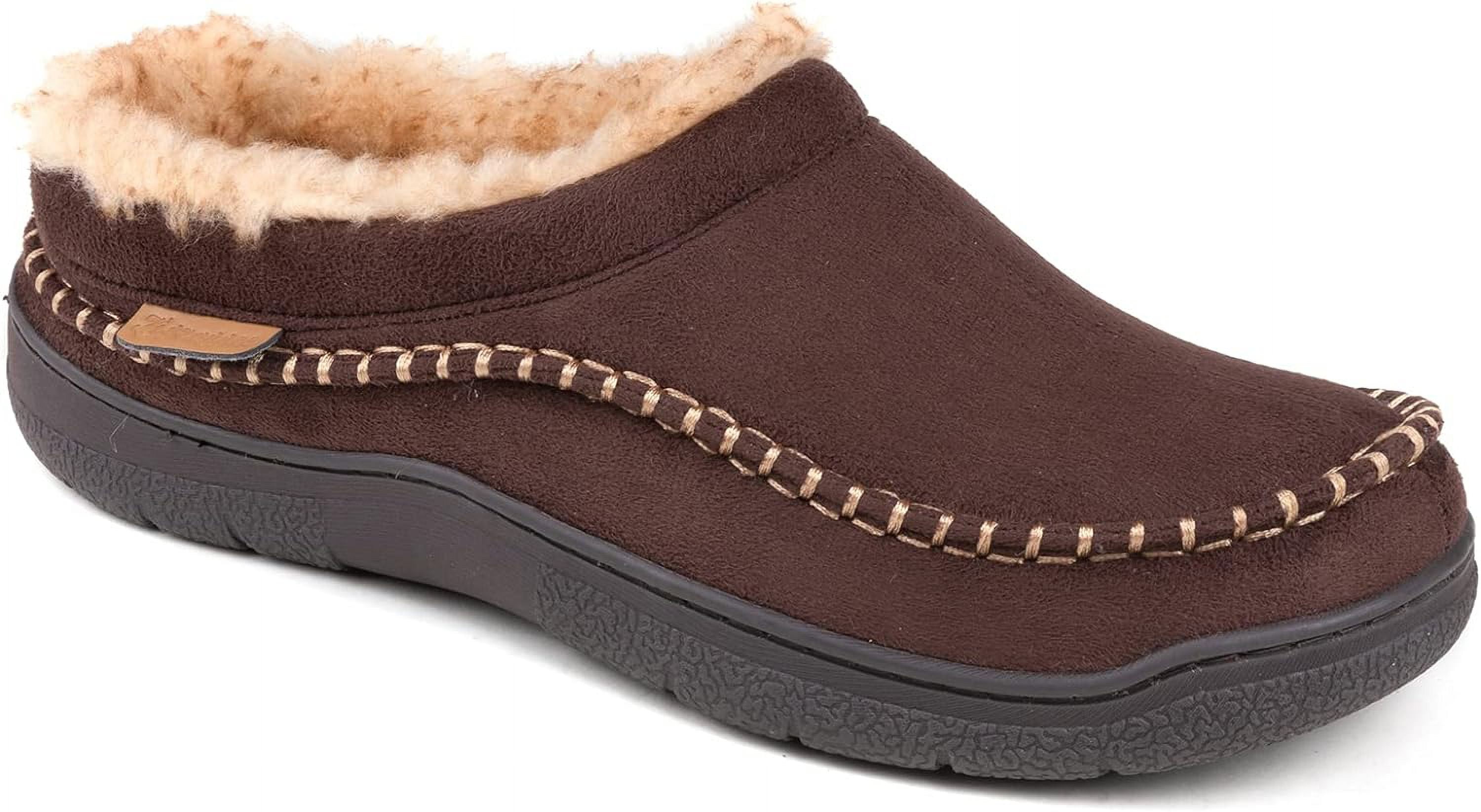 Men\'s Slip On Moccasin Warm Fuzzy Comfy Fluffy Wide Loafer Slippers Men main image 2